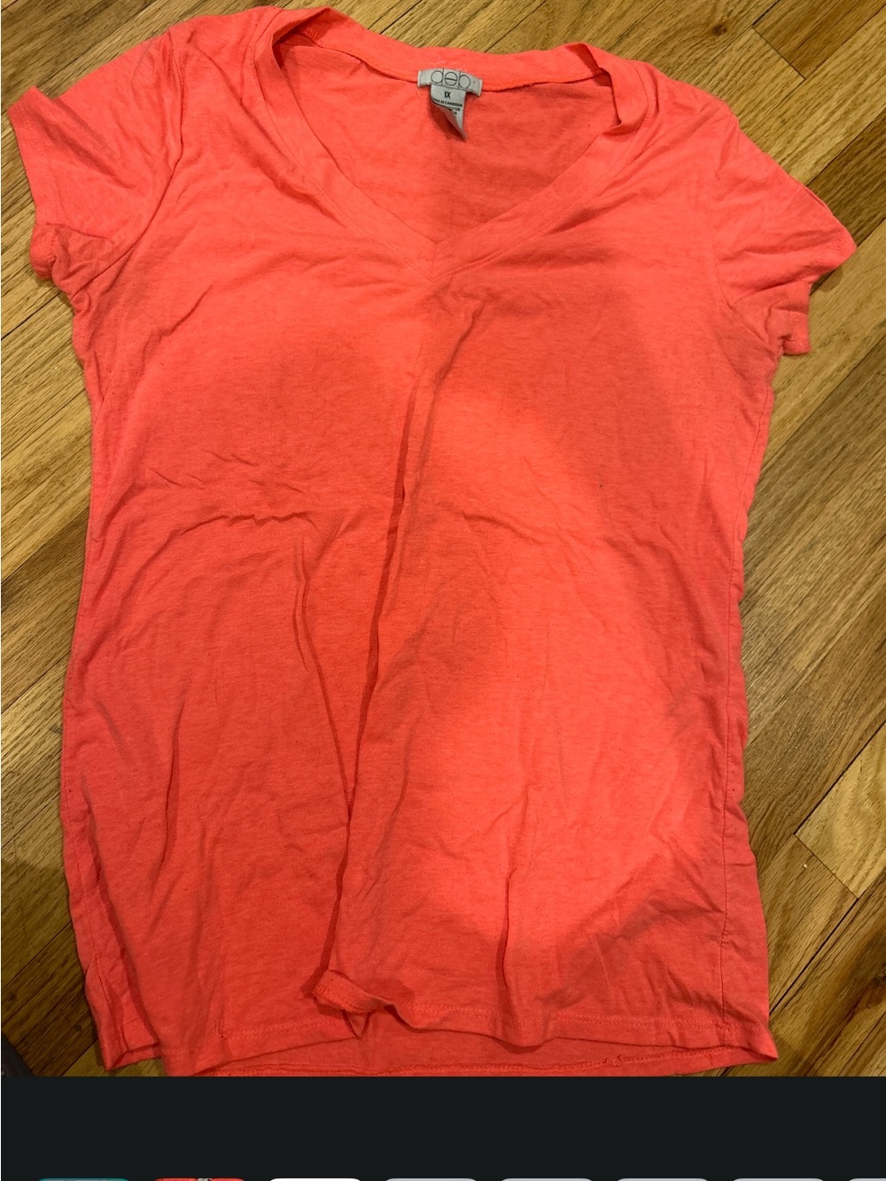 Women's Coral-Peach V-Neck Short Sleeve Tee